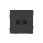 Компьютерная розетка RJ-45 без шторки, кат.6А двойная, KANT, черный уголь