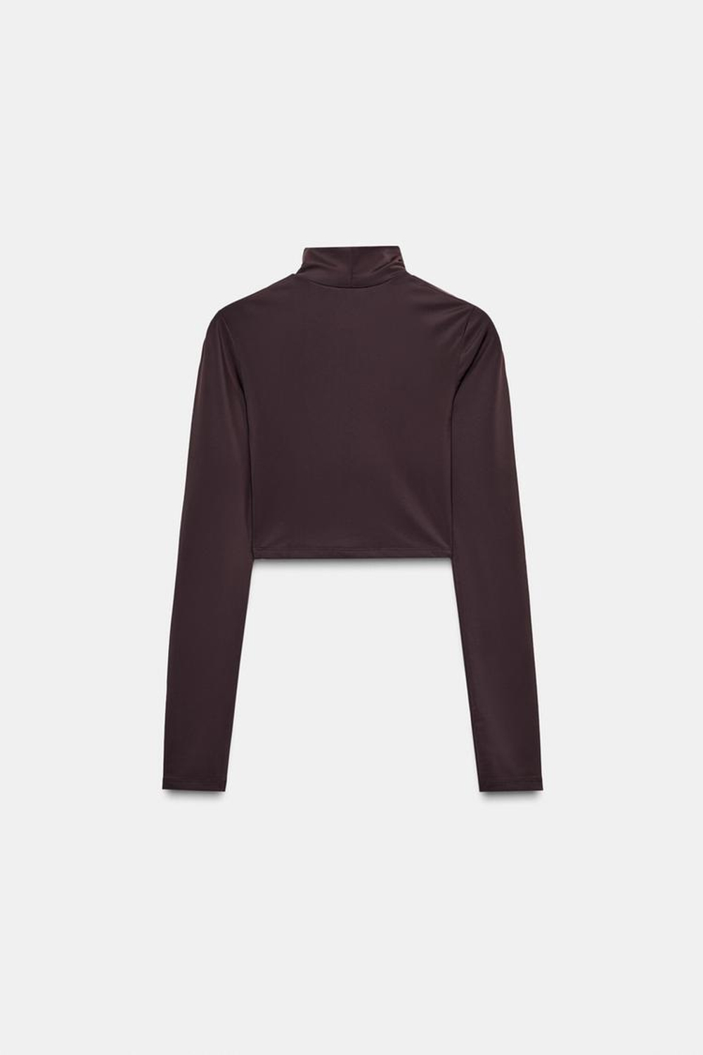 ZARA УКОРОЧЕННАЯ ФУТБОЛКА ИЗ ПОЛИАМИДА, КОРИЧНЕВЫЙ