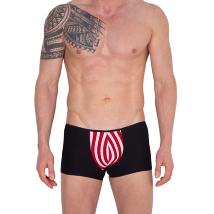 Мужские трусы боксеры черные с красно-белой вставкой Cosmos Colors CB30_RWB
