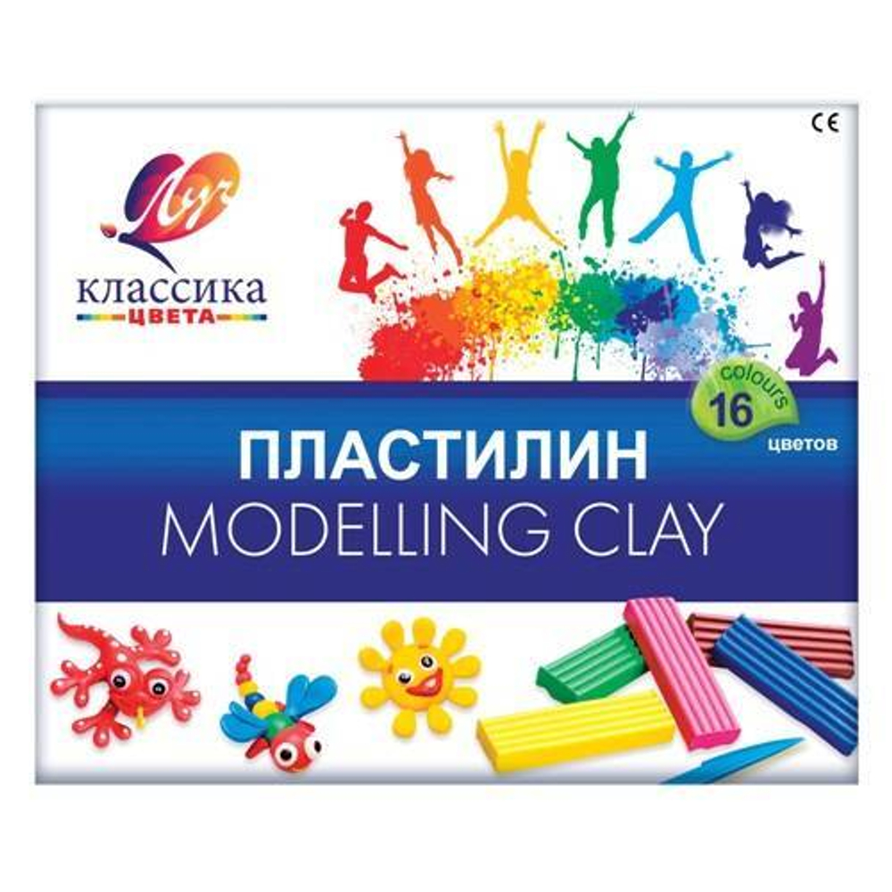 Пластилин 16 цветов 320г "Классика" со стеком в картонной упаковке ЛУЧ 20С 1329-08