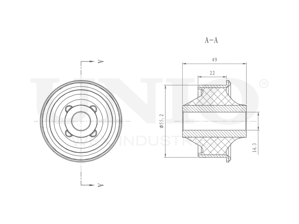 Сайлентблок задний переднего нижнего рычага UNIO RMP-20087