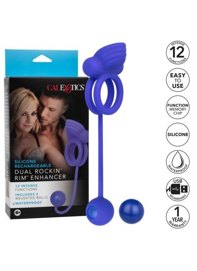 Перезарежаемое утяжеленное двойное эрекционное кольцо с вибрацией Dual Rockin' Rim Enhancer