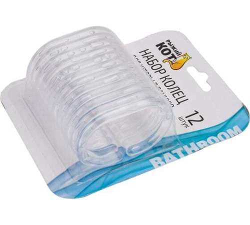 Кольца для штор в ванную 12шт прозрачные Рыжий кот