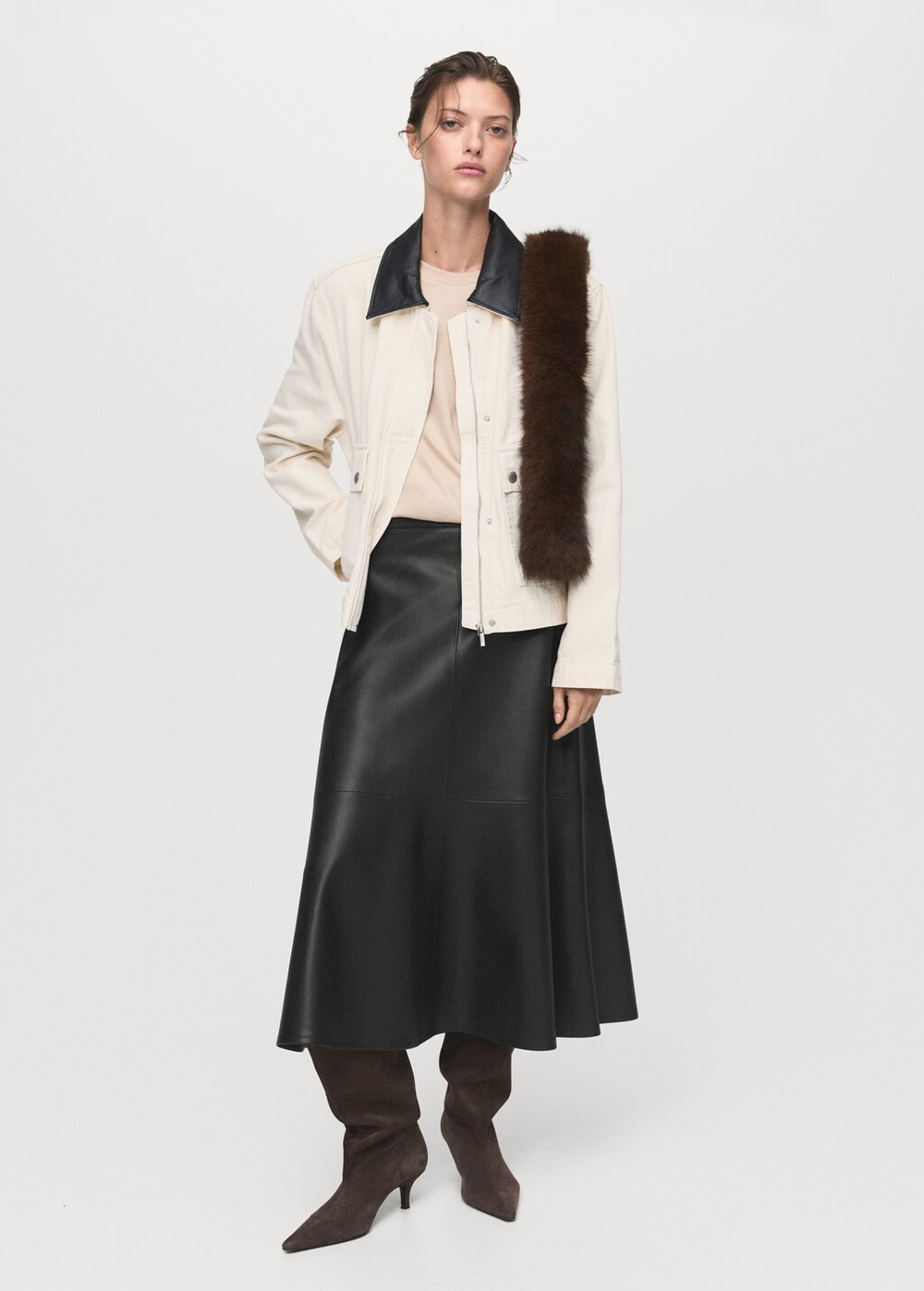 Миди-юбка из искусственной кожи