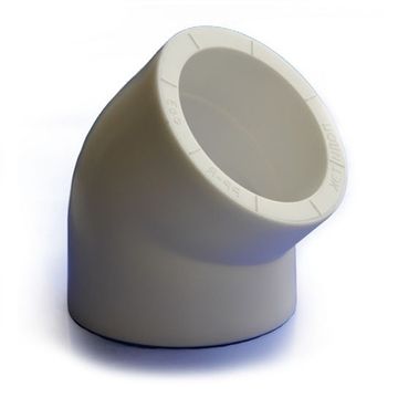 Угольник Политэк 25 мм 45° равнопроходной полипропиленовый