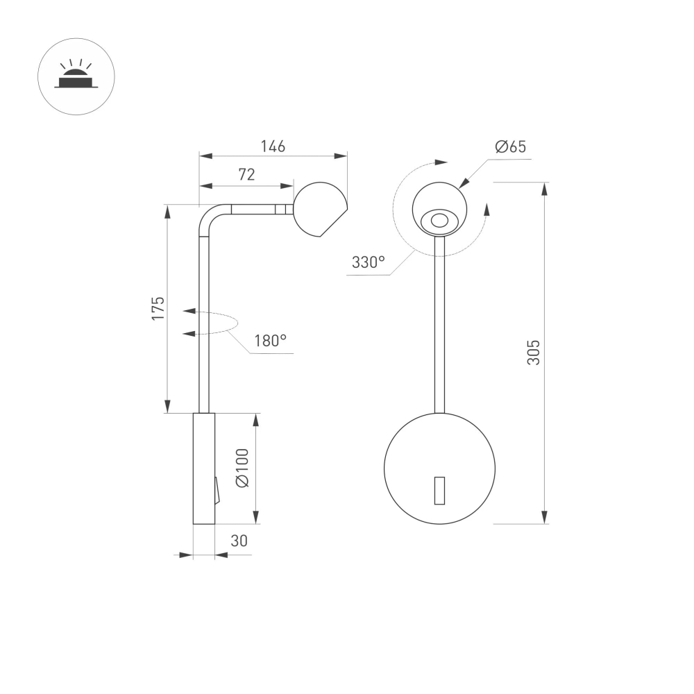 Светильник SP-OTTORI-LONG-WALL-6W Warm3000 (WH, 30 deg, 230V) (Arlight, IP20 Металл, 3 года) 051024