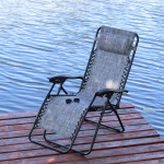 Шезлонг пляжный складной, металл, 165х65х110 см, 100 кг, 2 положения спинки, серо-белый, Green Days