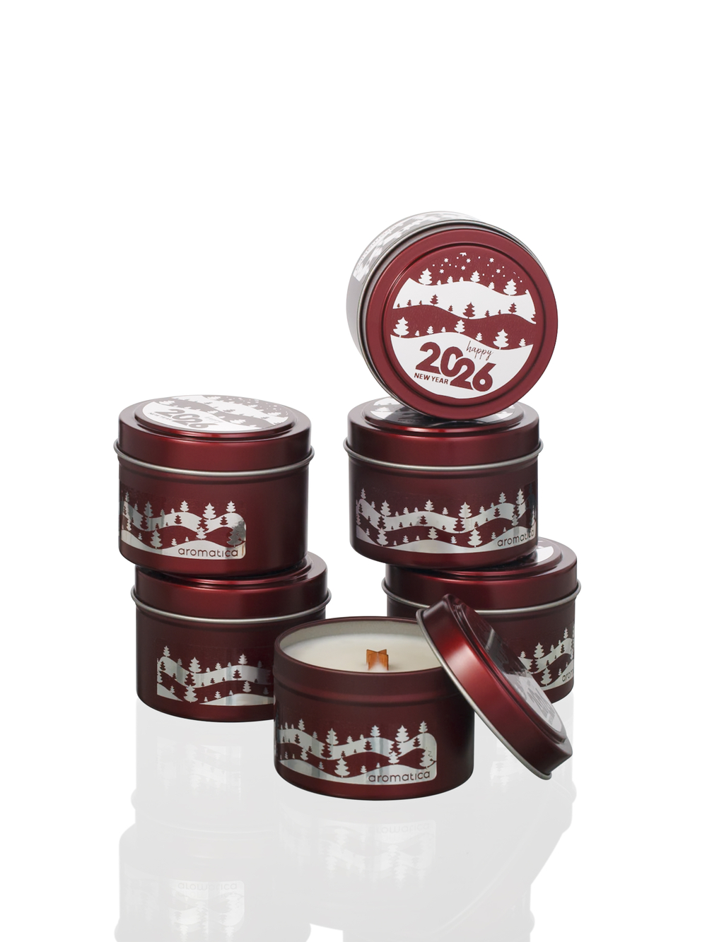 Аромасвеча AROMATICA «С Новым Годом 2026!», с древесным фитилем