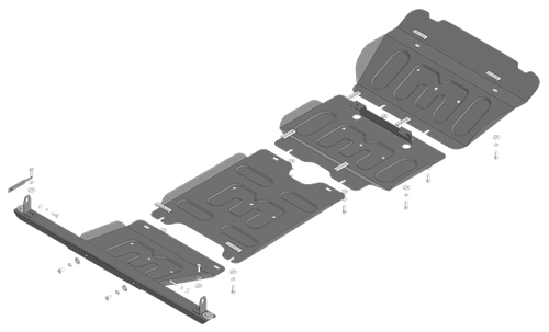 Усиленная защита радиатора, картера двигателя, КПП, раздаточной коробки (2 мм, сталь) для Changan Hunter Plus 2023- Motodor.77209