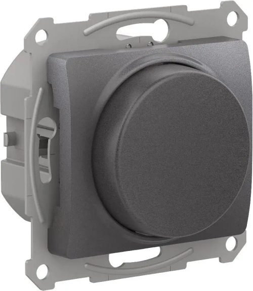 GLOSSA СВЕТОРЕГУЛЯТОР (диммер) поворотно-нажимной, LED, RC, 400Вт, механизм, ГРАФИТ