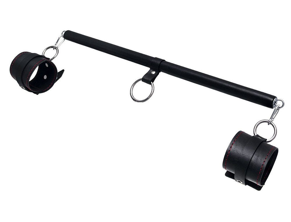 Черная распорка для ног с кожаными манжетами (Цвет: черный)