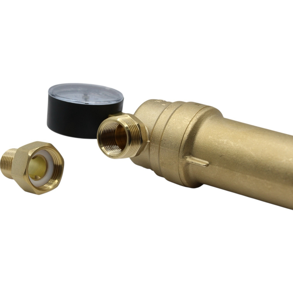 Фильтр самопромывной TIM 1/2" с манометром и латунным корпусом