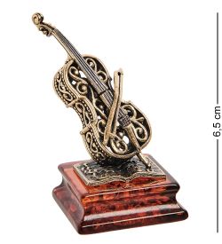 Народные промыслы AM-2836 Фигурка «Виолончель Ажурная» (латунь, янтарь)