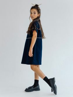 Школьное платье платье из хлопка синего цвета