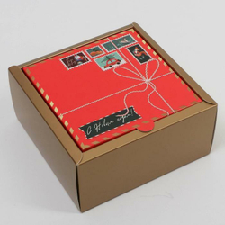 Коробка складная одиночная Квадрат «Новогодняя почта», 15*15*7 см, 1 шт.