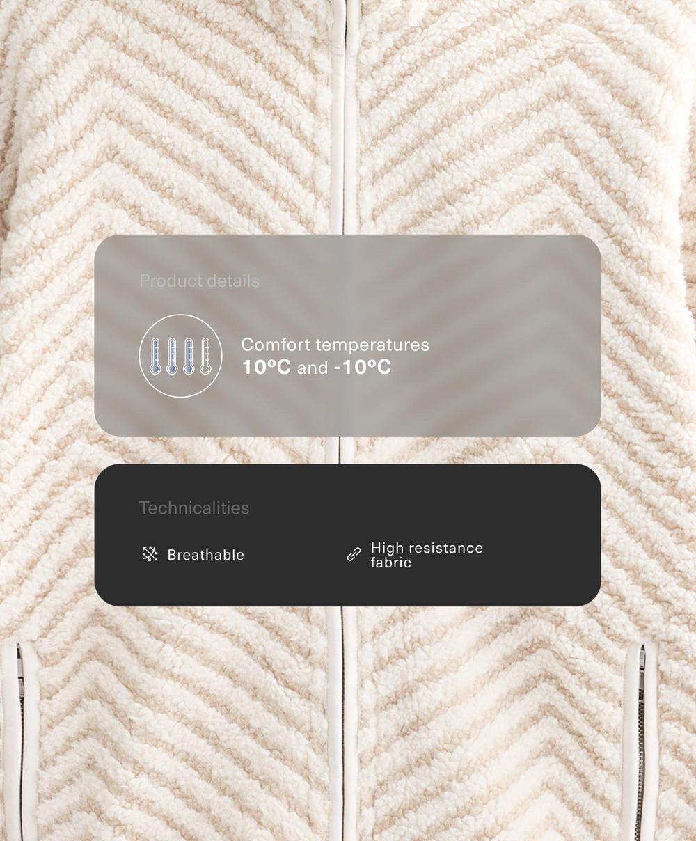 Oysho Куртка из искусственной овчины с узором «ёлочка», экрю