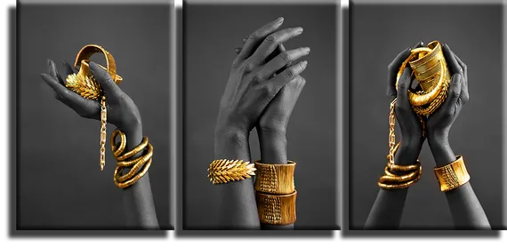 Модульная картина "Руки с золотом"