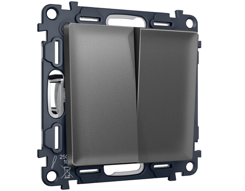 MA653050 Комплект механизма 2-кл выключателя с самовозвратом ALFA Антрацит серый QUANT (AP6530, VM129)