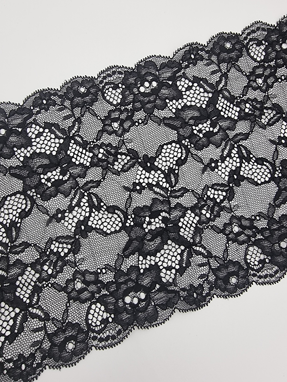 Кружево эластичное черное КС167 (20 см)