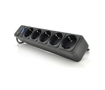 Мережевий подовжувач Merlion B518U, 220 В 10 А 5 розеток + 2 порти USB 2.1 A, 1.8 м, переріз 3х0.75 мм Q50 (2000000091105/2071117091104)