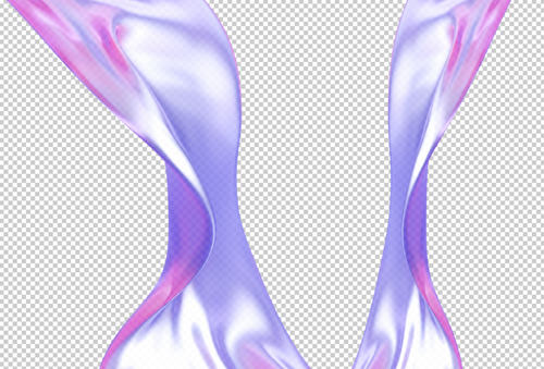 Голографическая прозрачная 3D волна — абстрактная фиолетово-розовая форма, PNG без фона