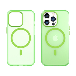 Мягкий усиленный чехол ярко-зеленого цвета с поддержкой MagSafe для iPhone 13 Pro, серия Frosted Magnetic