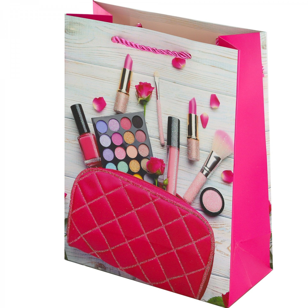 Пакет подарочный бумажный Alingar, (XL) 31х40х12 см, "Для нее", ламинация, глиттер, (4 дизайна в коробе)