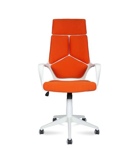 Кресло офисное Норден / Айкью / IQ / белый пластик / оранжевая ткань