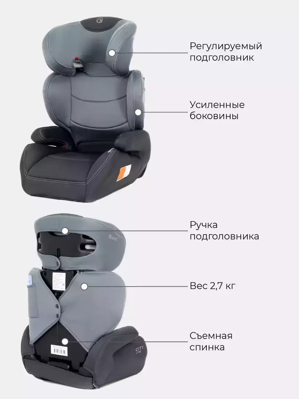 Автокресло MACRO 1020 гр.2-3, 15-36кг. (grey/серый)