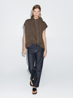 Massimo Dutti Джинсы прямого кроя с высокой талией, темно-синий