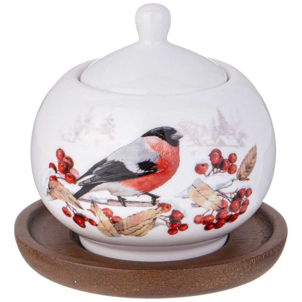 САХАРНИЦА LEFARD "ЛЕСНАЯ СКАЗКА" СНЕГИРИ 380 МЛ НА ДЕРЕВ. ПОДСТАВКЕ (КОР=36ШТ.)