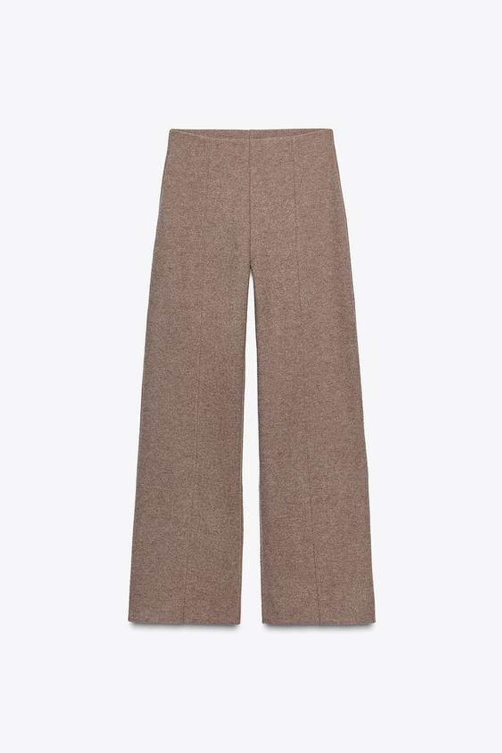 ZARA БРЮКИ-ПАЛАЦЦО ИЗ МЯГКОЙ ТКАНИ, КОРИЧНЕВЫЙ МЕЛАНЖ