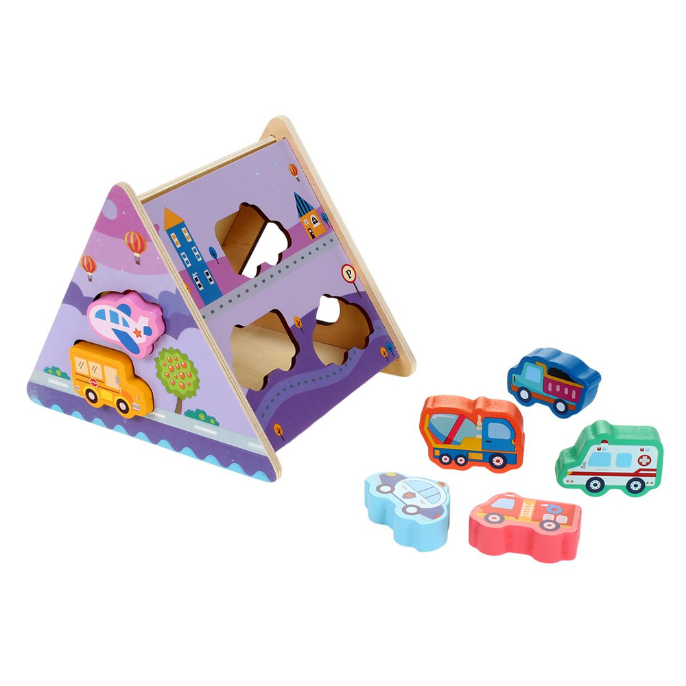 Развивающая игрушка деревянная Бизидомик Машины, коробка C-41737
