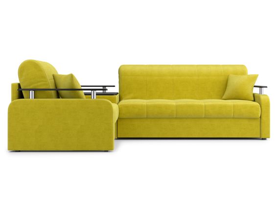 Диван угловой с Баром Денвер 1,8 - Velutto 28 оливковый/  коричневая накладка