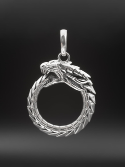 Картинка дракон уроборос на черном фоне.