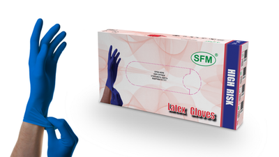 Перчатки смотровые нестерильные латексные неопудренные HIGH RISK CHLORINATED SFM 25 пар