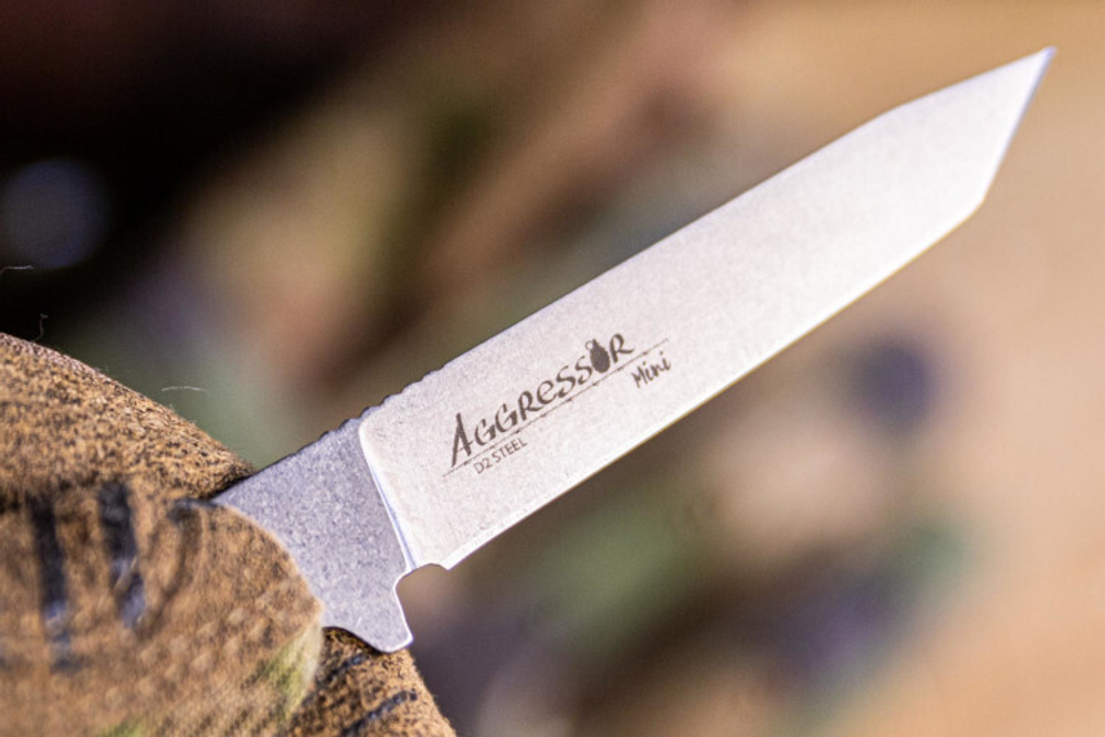 Нож Kizlyar Supreme AGGRESSOR mini D2 SW LS (StoneWash, Leather Sheath)