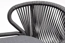 "Венето" обеденная группа на 6 персон со стульями "Милан", каркас темно-серый, роуп темно-серый