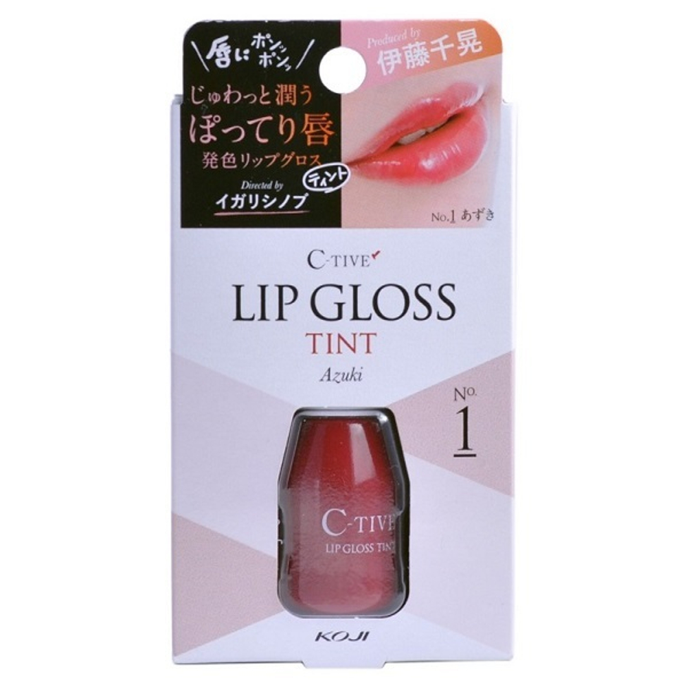 Помада-тинт для губ увлажняющая с аппликатором Нежная фуксия Koji Honpo C-Tive Lip Gloss Tint Azuki