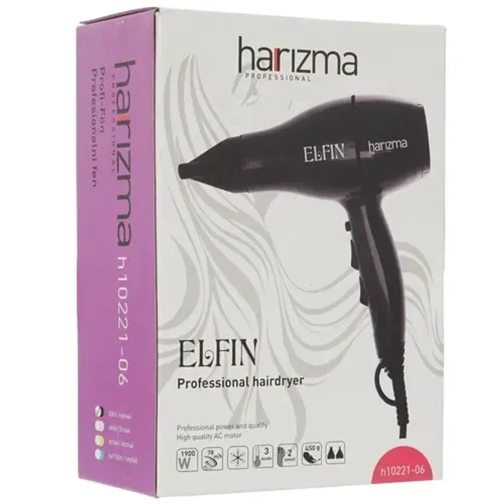 Фен Harizma Elfin, 1900 Вт, черный (h10221-06)