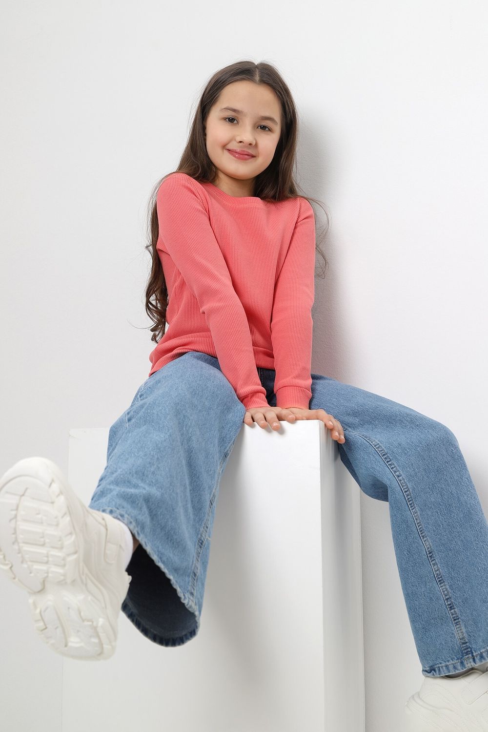 Джемпер для девочки Лонг-1 Виотекс КОРАЛЛОВЫЙ
