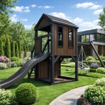Детский домик с качелями "Сканди"