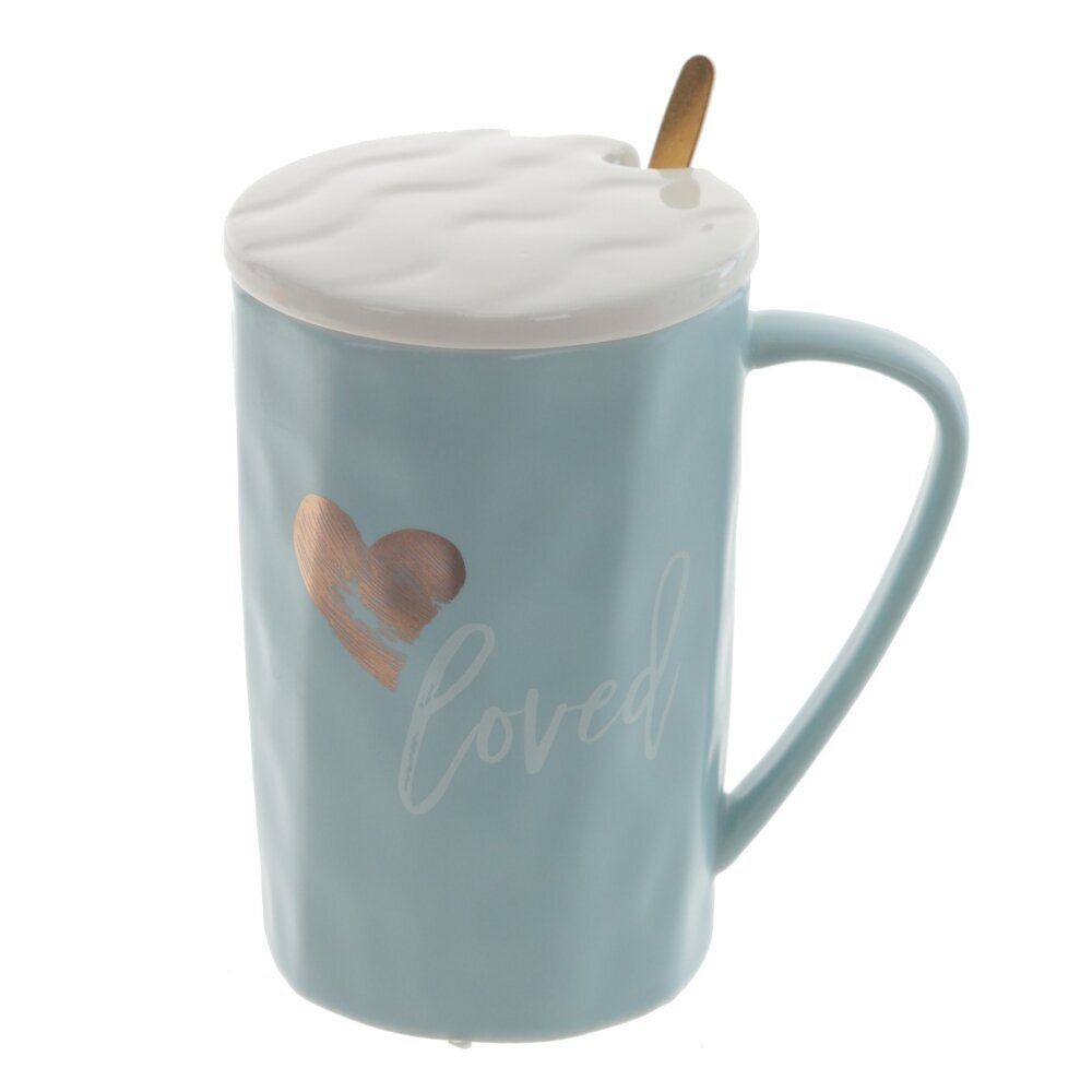 GAEM Кружка с крышкой и ложкой, 400 мл, L11 W8 H12,5 см, 4в.