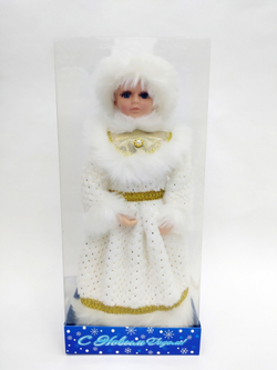 Снегурочка в белой с золотом шубе и шапке 40см Triumph Nord