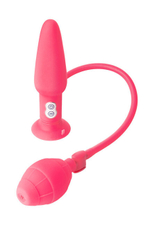 Анальная надувная втулка с вибрацией из силикона Popo Pleasure (7 режимов, 10 см) (Цвет: ярко-розовый)