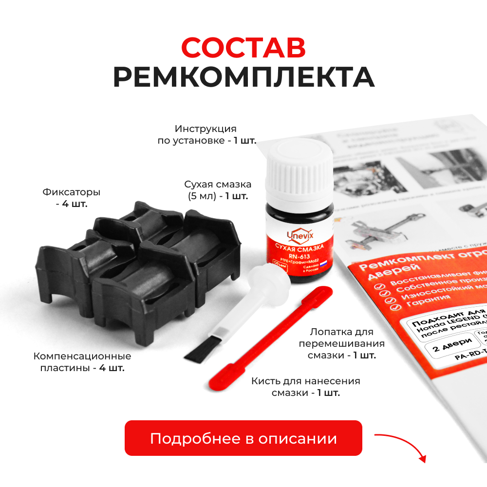 Ремкомплект ограничителей дверей Honda LEGEND (IV-V) после рестайлинга KB1; KB2; KC (2 двери, тип 64) 2004-2018