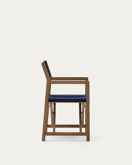 Уличный складной стул Vilara в сине-бежевую полоску из акации