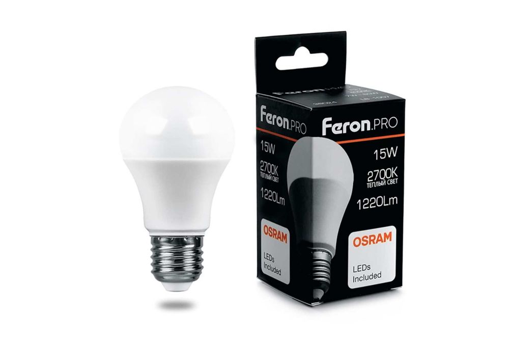 Светодиодная лампа FERON PRO LB-1015 Шар E27 15W 2700K OSRAM LED 38035