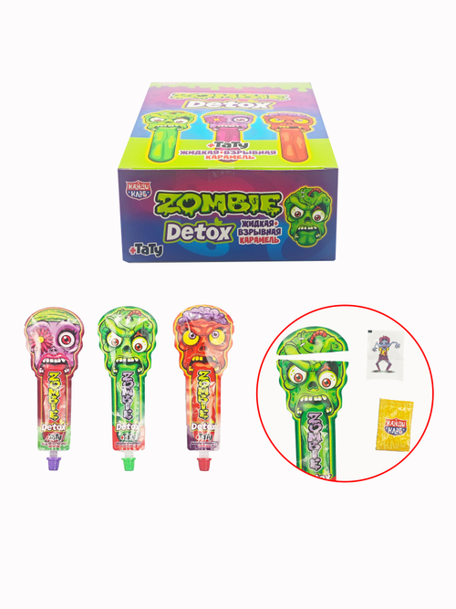 Жидкая карамель "Zombie Detox" (со взрывной карамелью и татуировкой) ассорти 7г*30шт*12 блоков