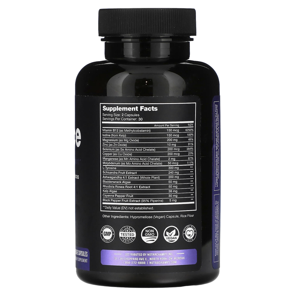 NutraChamps, Balance, поддержка надпочечников и щитовидной железы, 60 растительных капсул